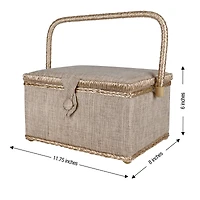SINGER® Linen Fabric Large Sewing Basket