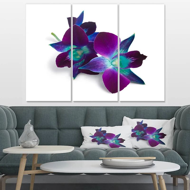 Designart - Deep Purple Orchid Flowers on White