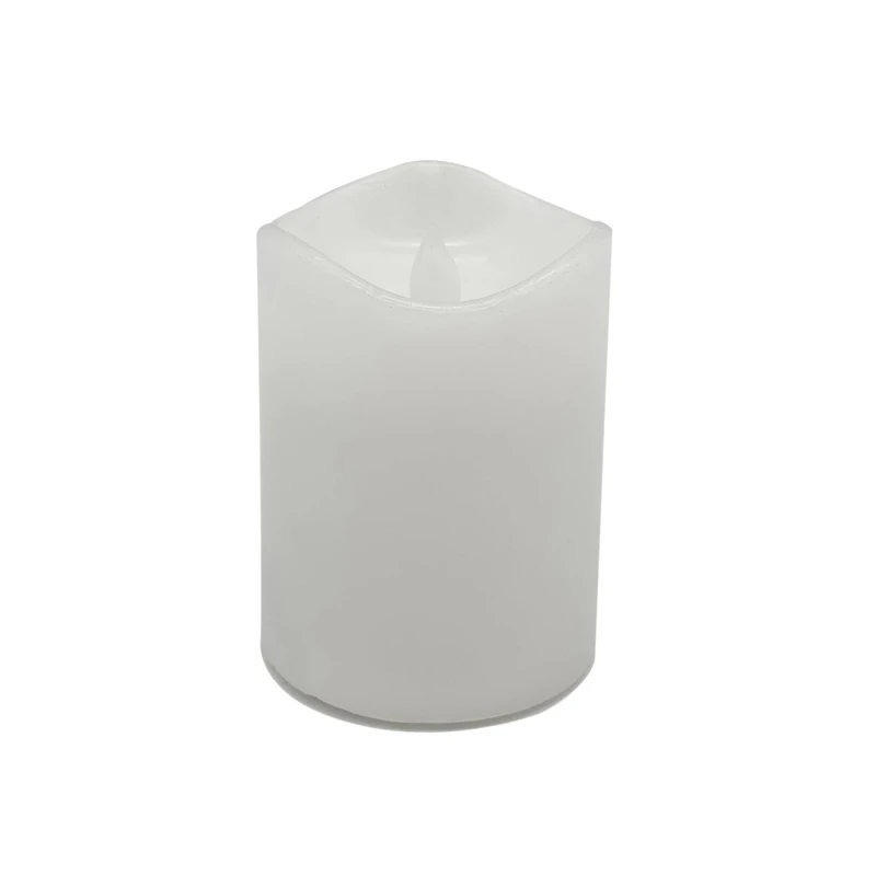 White Glowing Flame LED Wax Pillar Candle by Ashland
