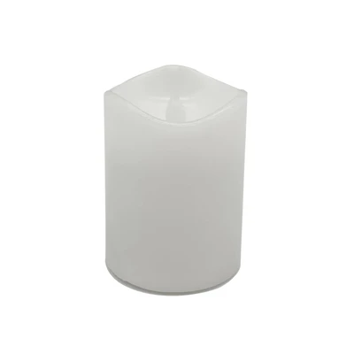 White Glowing Flame LED Wax Pillar Candle by Ashland