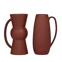The Novogratz Set of 2" Maroon Stoneware Contemporary Vase 12" x 7" x 5"