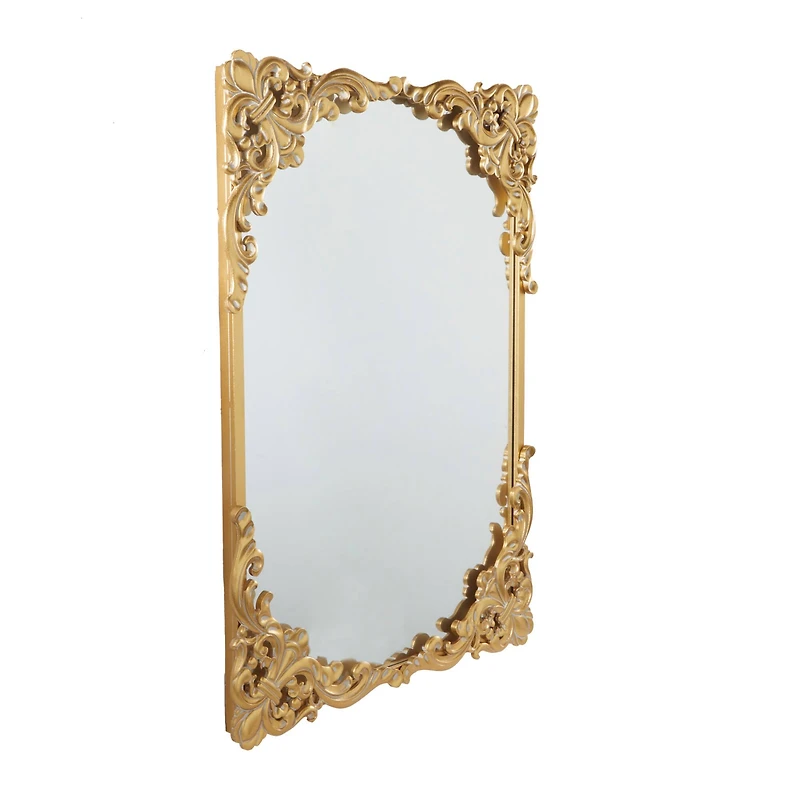 Gold Wood Carved Acanthus Floral Wall Mirror 30" x 2" x 41"