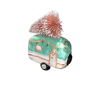 Wizardi 8.27" x 11.81" Glass Retro Camper Christmas Ornament, 1pc.