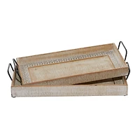 Wood Boho Style Tray Set
