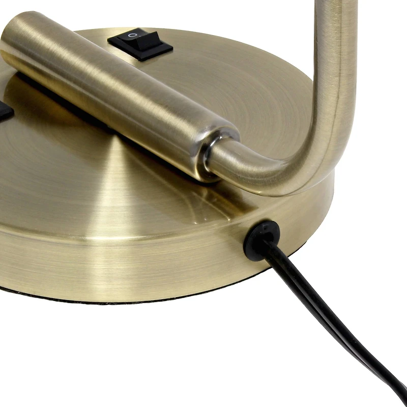 Lalia Home 18.8" Antique Brass Modern Iron Desk Lamp with USB Ports