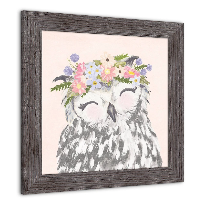 Owl with Flowers Western Framed Print