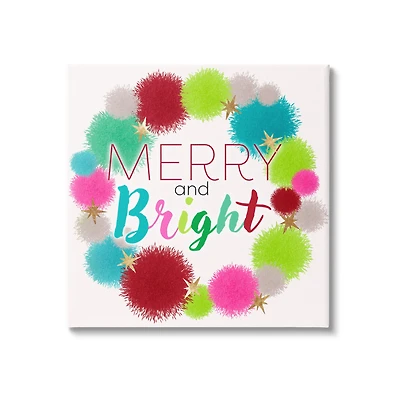 Stupell Industries Merry & Bright Fun Wreath Canvas Wall Art