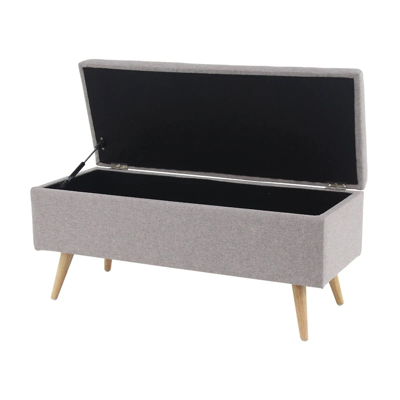 40" Modern Rectangular Gray Polyester Storage Bench