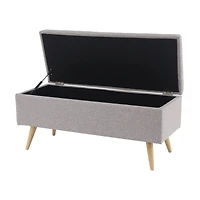 40" Modern Rectangular Gray Polyester Storage Bench