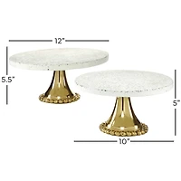 Set of 2 Gold Stoneware Natural Cake Stand, 12", 10"