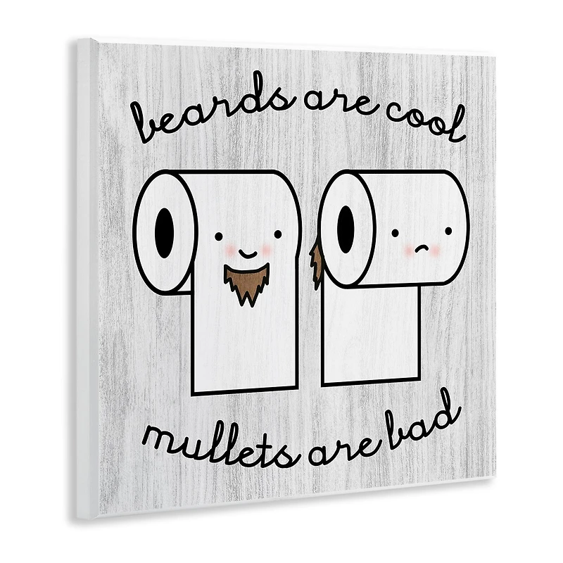 Stupell Industries Beards Vs. Mullets Toilet Paper Bathroom Humor Expression Wall Plaque Art