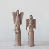 Hello Honey® 16" Wood Finish Angel with Wreath