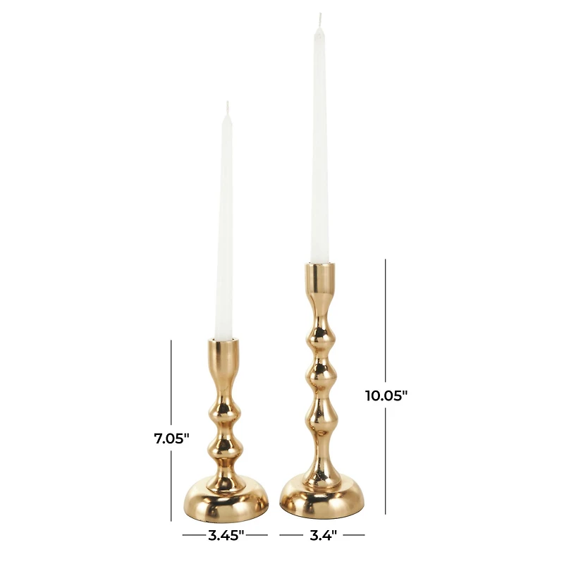 Contemporary Aluminum Taper Candle Holder Set