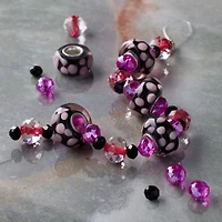 Fuchsia Lampwork Glass Dot Rondelle Beads by Bead Landing™