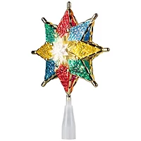 8" Pre-Lit Red and Green Crystal 8-Point Star Christmas Tree Topper - Clear Lights