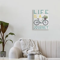 Stupell Industries Life's A Journey Blue Bicycle Flower Basket Canvas Wall Art