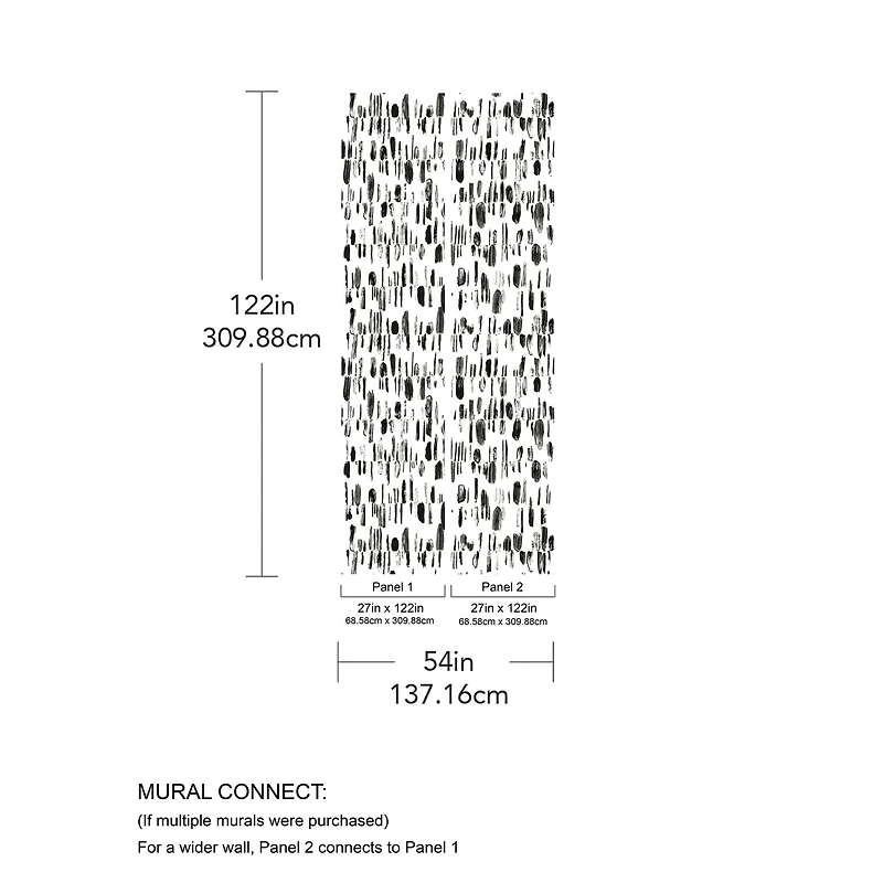 Katie Hunt Black Bold Brush Strokes Wall Mural