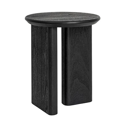 Hello Honey® Black Asymmetrical Fir Wood Round End Table