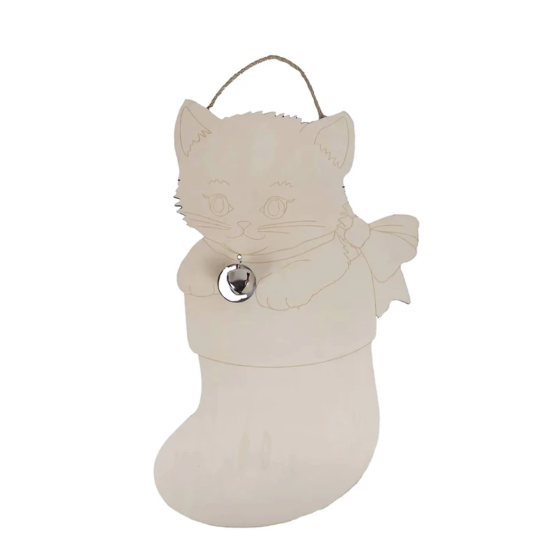 17" Kitten in Stocking DIY Wood Wall Plaque by Make Market®