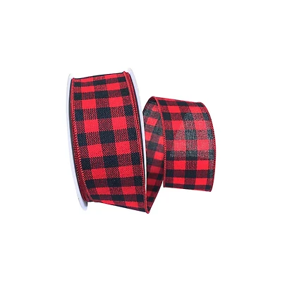 Reliant 2.5" x 10yd. Hearty Buffalo Plaid Wired Ribbon, 10yd.