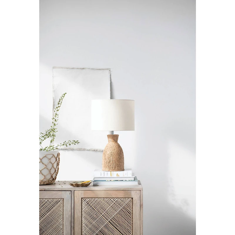 Hello Honey® 19" Paper Weaving Rope Table Lamp With Cotton Shade