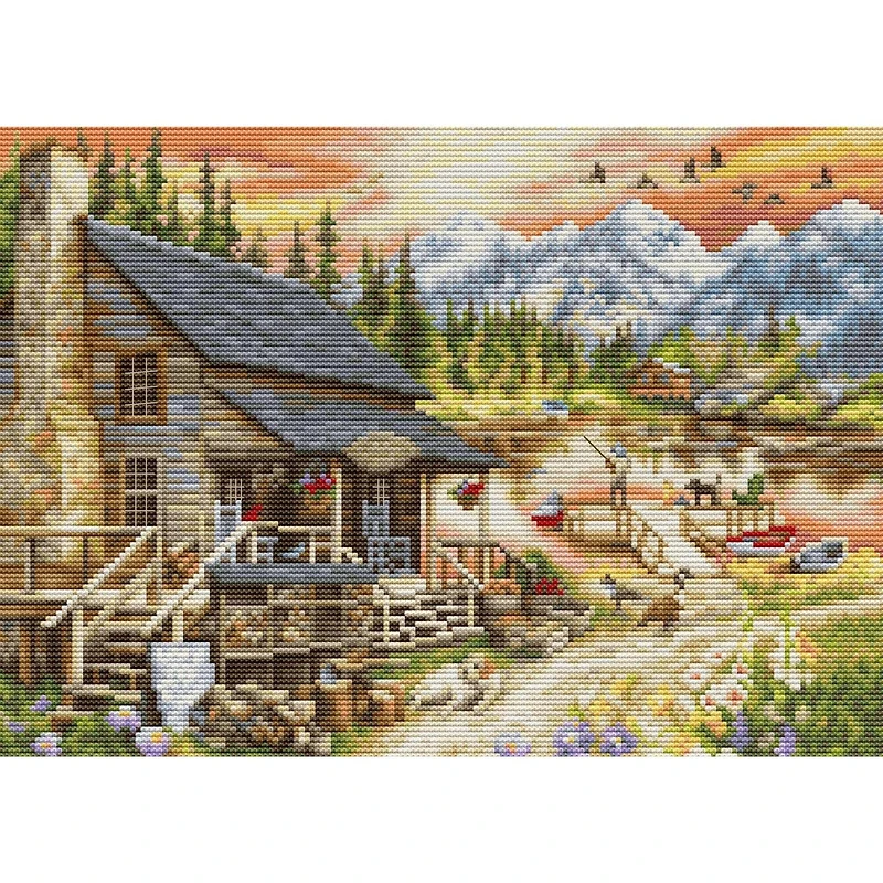 Luca-S Log Cabin Counted Cross Stitch Kit