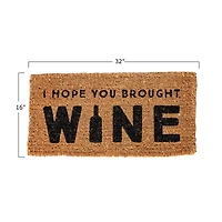 I Hope You Brought Wine Rectangle Natural Coir Doormat