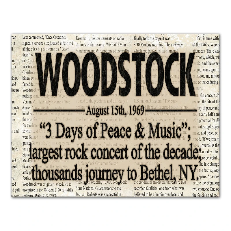 Woodstock Headline 14" x 11" Canvas Wall Art