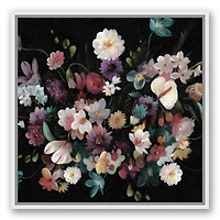Dramatic Moody Florals White Floating Framed Canvas Wall Art