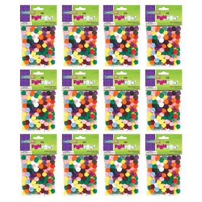 Creativity Street® 0.5" Bright Hues Pom Poms, 12 Packs of 100
