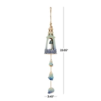 23" Blue Ceramic Light House Ombre Windchime with Shell & Starfish Accents