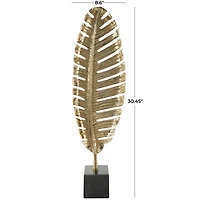 30.5" Gold Aluminum Leaf Standing Sculpture with Black Marble Base