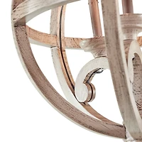 Gold Wood Rustic Caged Chandelier , 28" x 21" x 21"