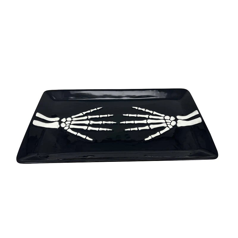 Black Skeleton Hands Serving Tray by Makery™