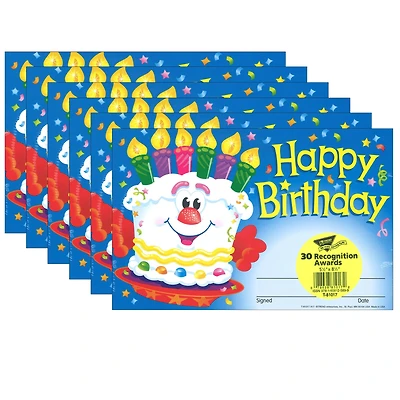 Trend Enterprises® Happy Birthday Cake Recognition Awards, 6 Packs of 30