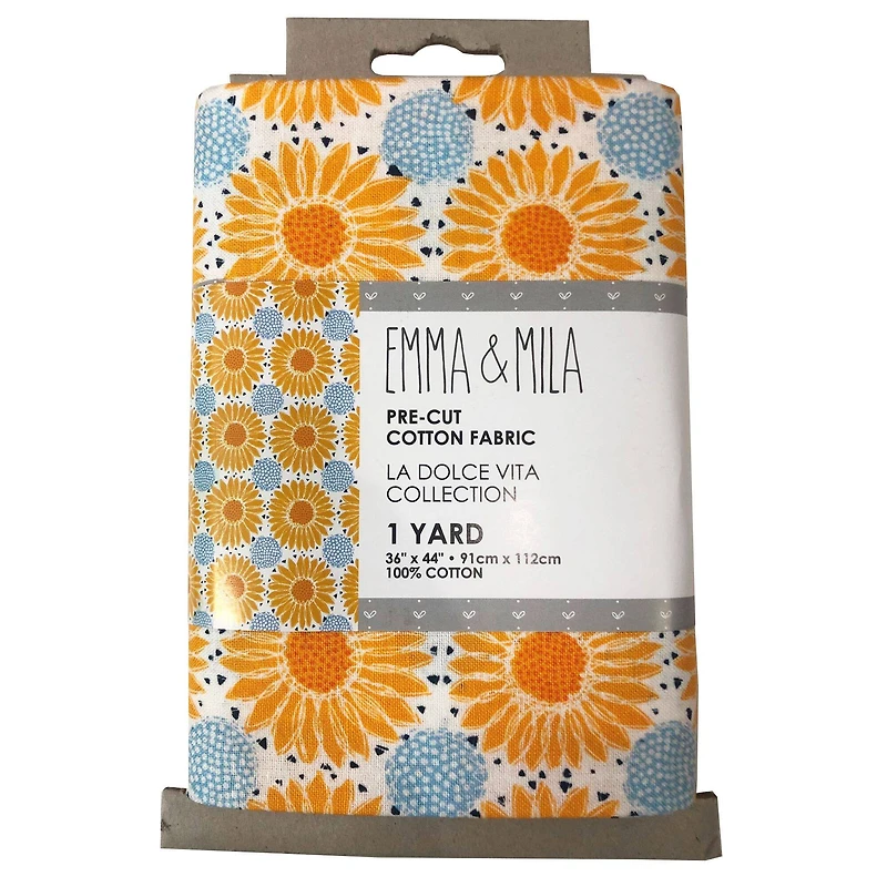 Emma & Mila® La Dolce Vita Collection Sunflower Precut Cotton Fabric, 4ct.