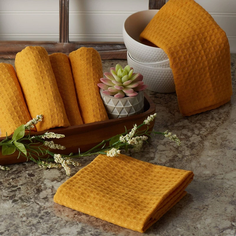 DII® Honey Gold Recycled Cotton Waffle Dish Towels, 6ct.