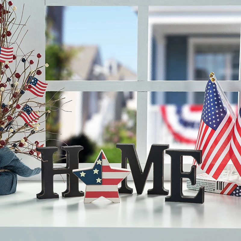 Glitzhome® Wooden Interchangeable HOME Tabletop Décor Set