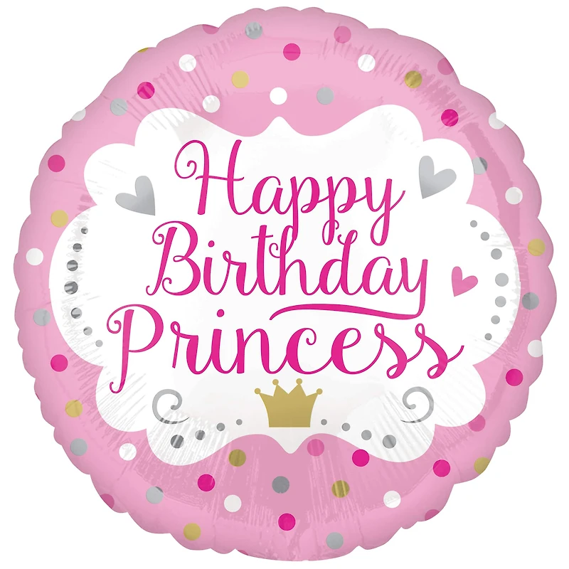 17" Happy Birthday Princess Mylar Balloon