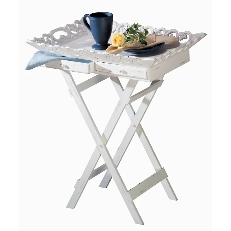 27" White Elegant Tray Stand