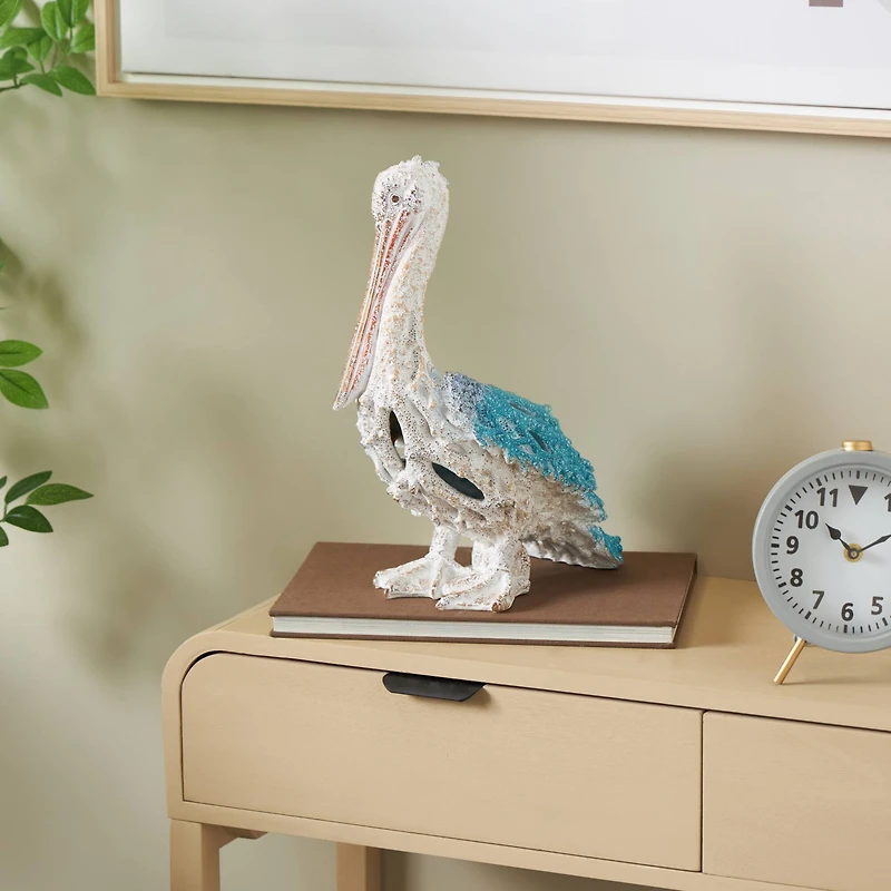 13.5" Textured Polystone Pelican Sculpture