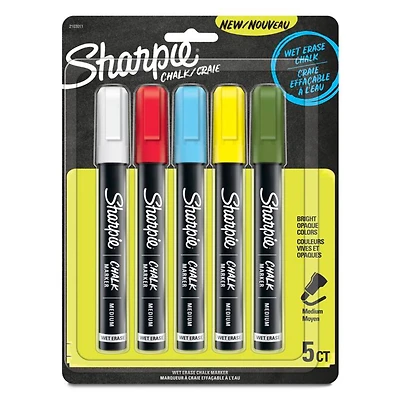 Sharpie® Standard Medium Point Wet Erase Chalk Markers, 5ct.