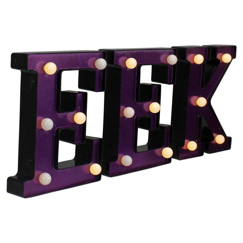 6.5" Lighted Black & Purple EEK Halloween Marquee Sign