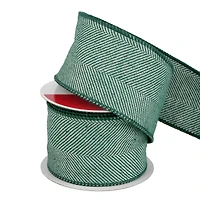 2.5" x 15ft. Green & White Herringbone Wired Ribbon by Celebrate It®