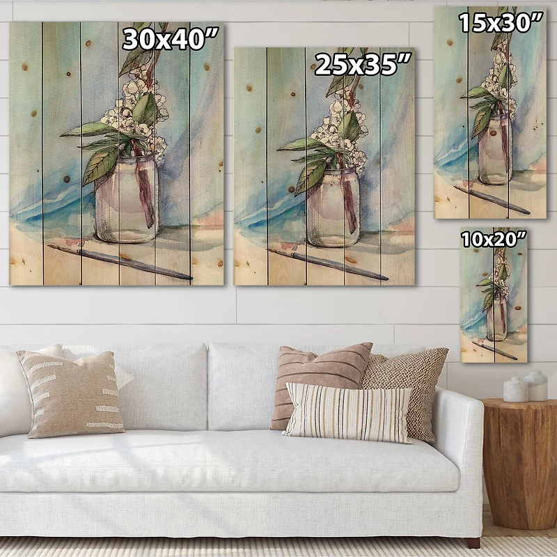 Designart - Cherry Blossom In Glass Jar