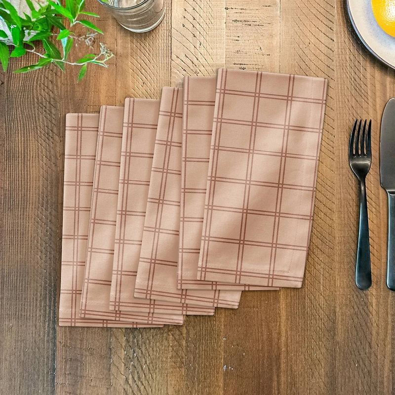 Faded Pink Grid Cotton Twill Napkin