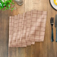 Faded Pink Grid Cotton Twill Napkin