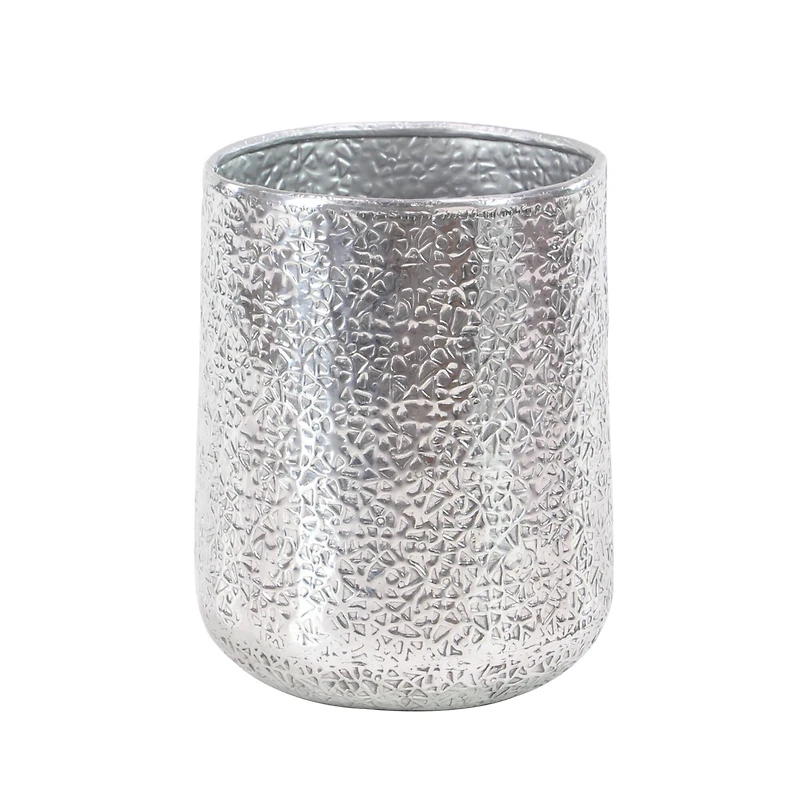 Set of 3 Silver Aluminum Glam Planter, 12", 16", 20"