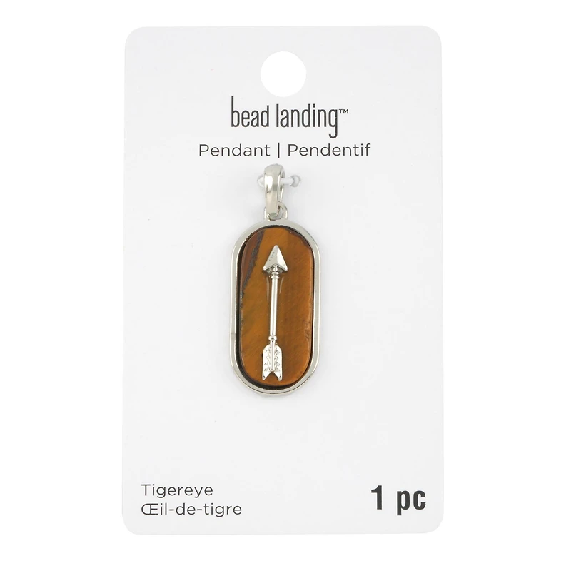 Tiger Eye Arrow Oval Pendant by Bead Landing™