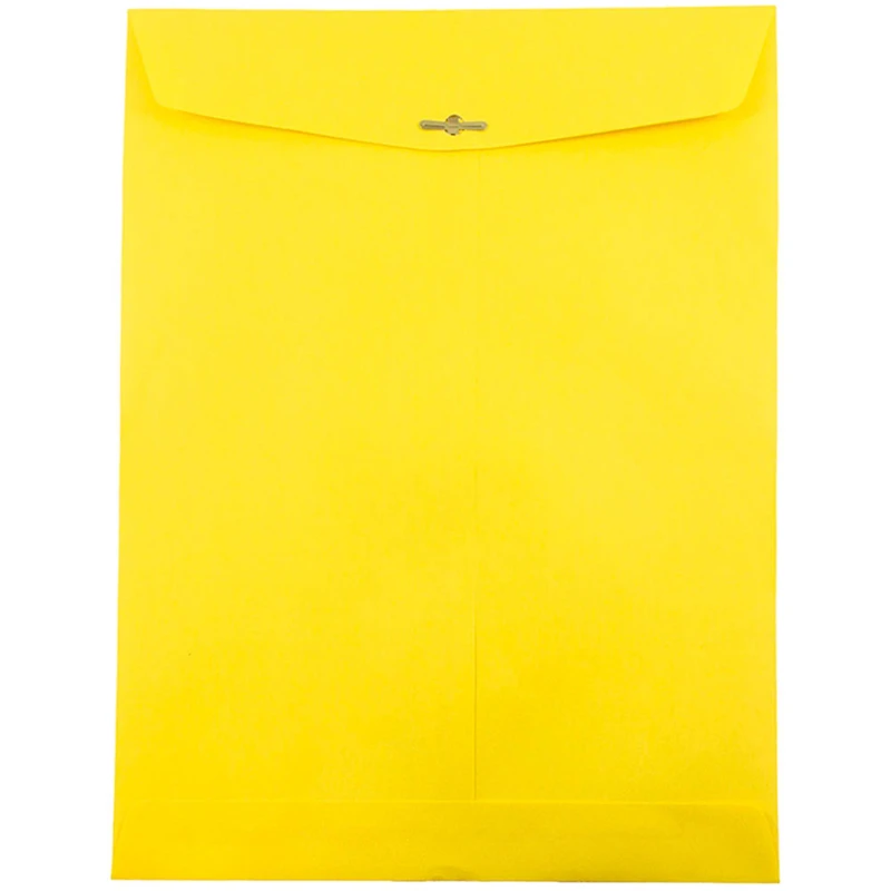 JAM Paper 10" x 13" Brite Hue Yellow Clasp Closure Catalog Envelopes, 100ct.